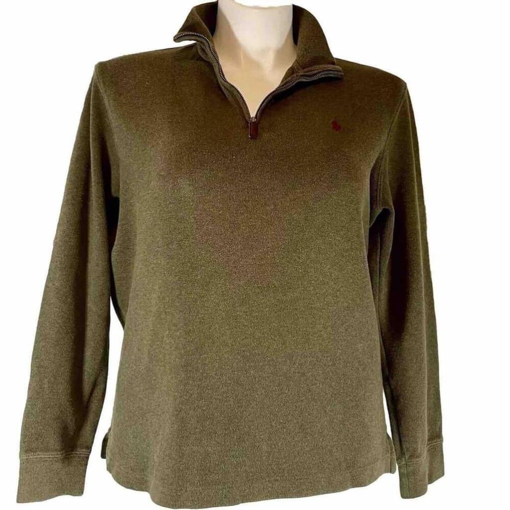 Polo Ralph Lauren Men’s Green Quarter-Zip Pullover Sweater Size Medium